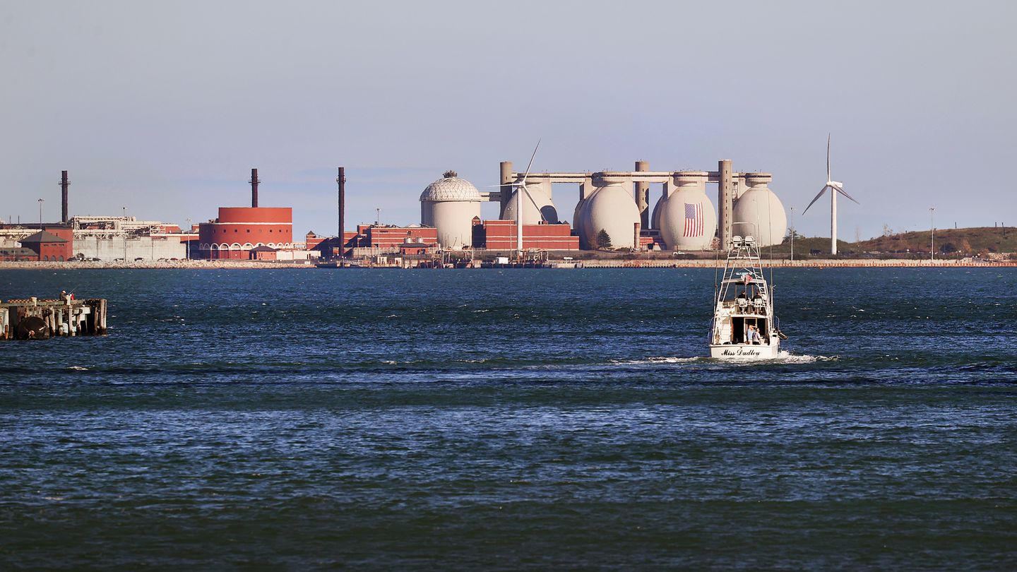A view of the Deer Island waste water treatment plant in Boston.
