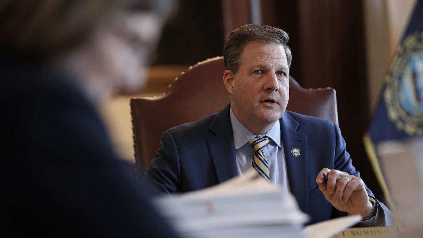 New Hampshire Governor Chris Sununu speaks during an Executive Council meeting at the State House, March 22, 2023.