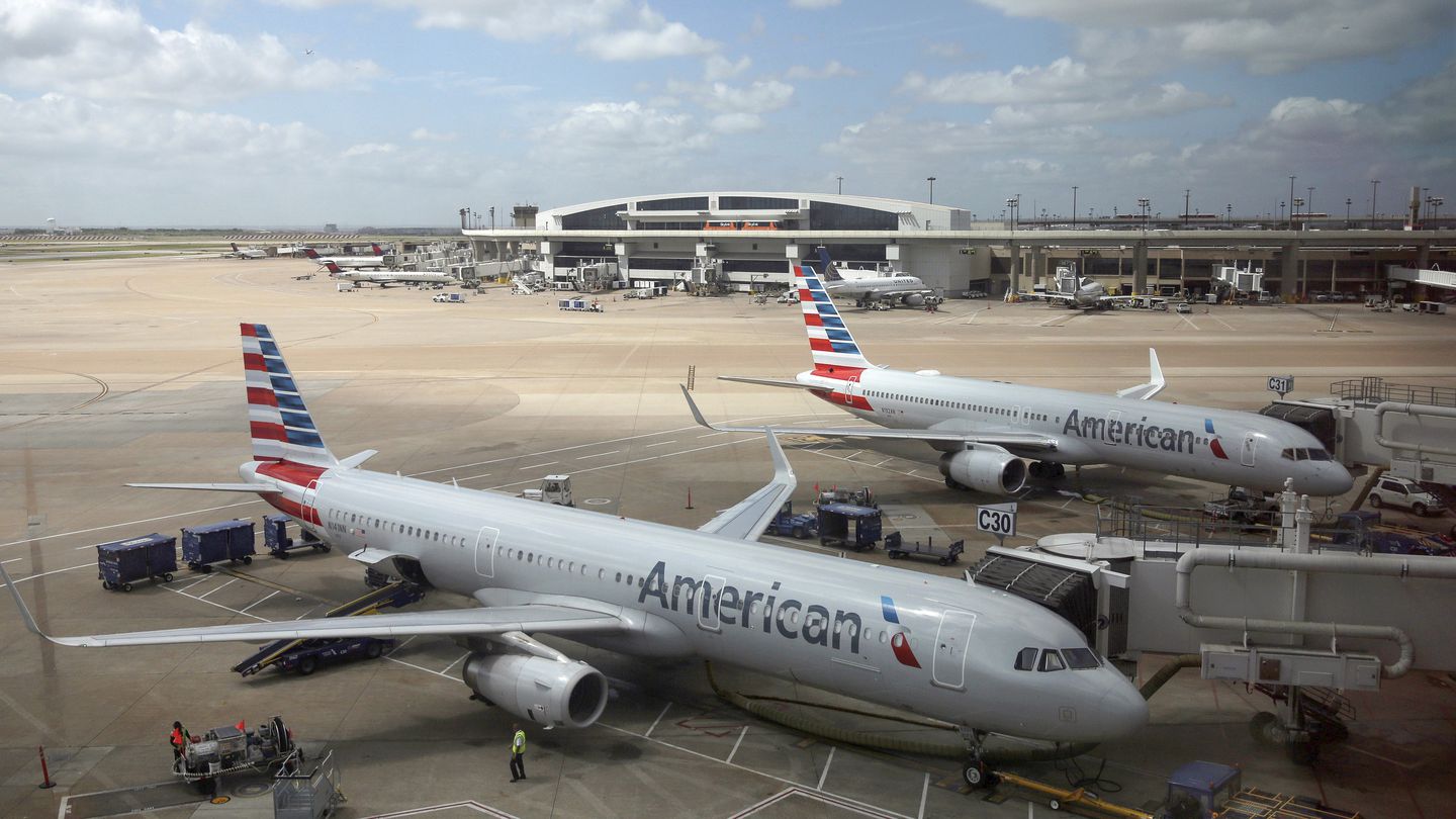 American Airlines planes parked at Dallas-Fort Worth International Airport in 2018.