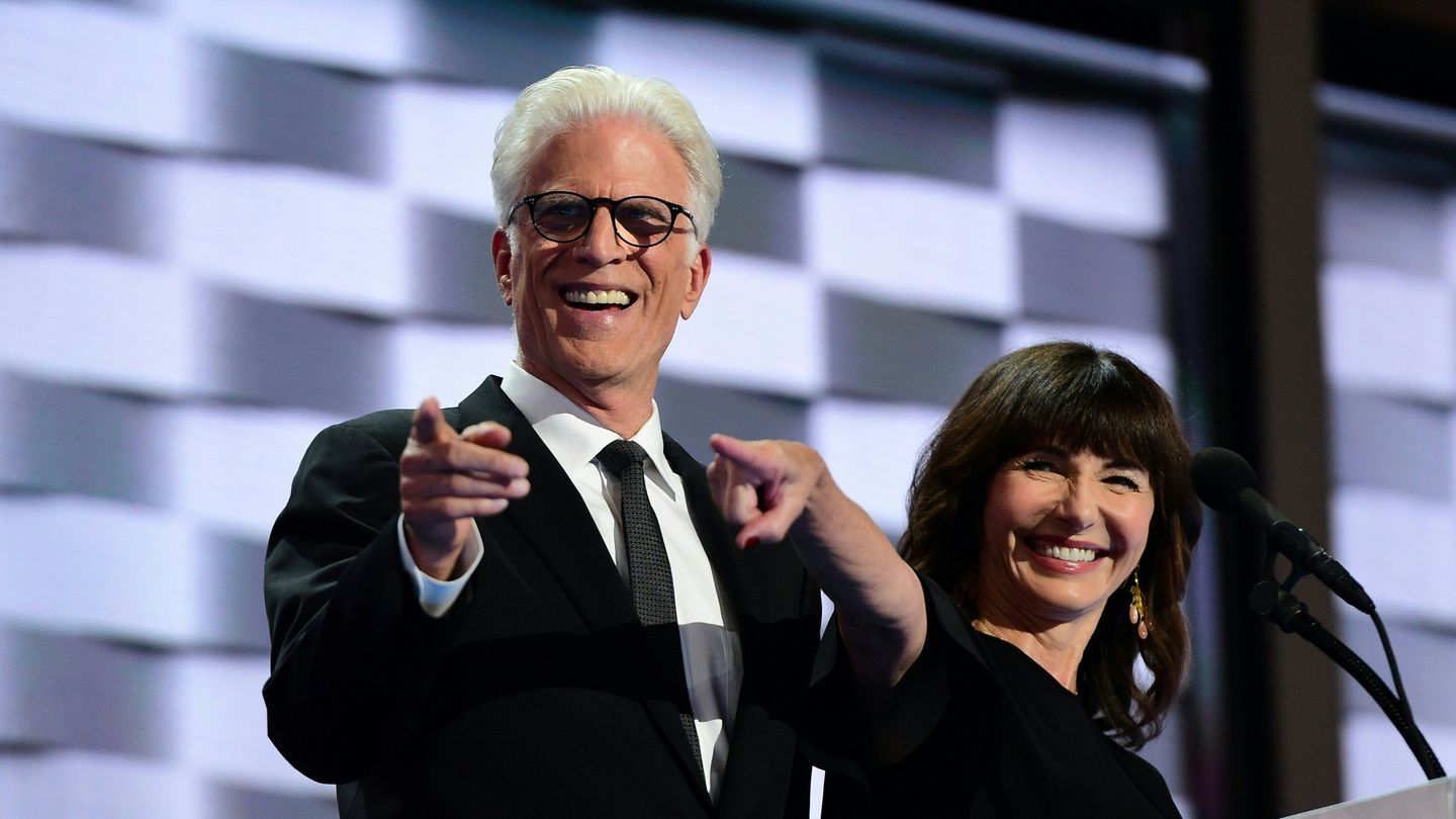 Actors Ted Danson and  Mary Steenburgen at the Democratic National Convention, July 28, 2016. The couple will be recognized Monday for a lifetime of contributions to the arts, and for their their activism.