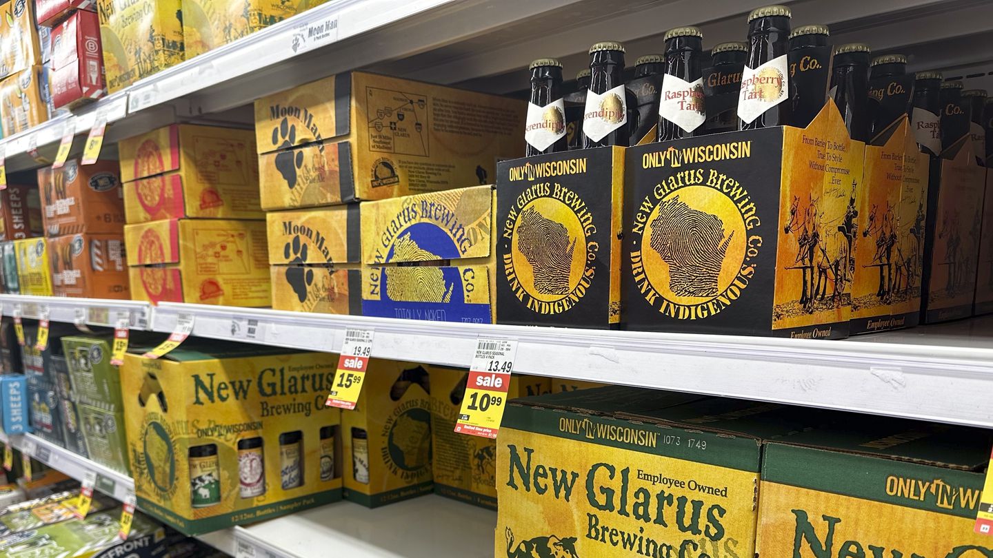 Some Wisconsin beers are on display at a local food store, June 19, in Milwaukee.