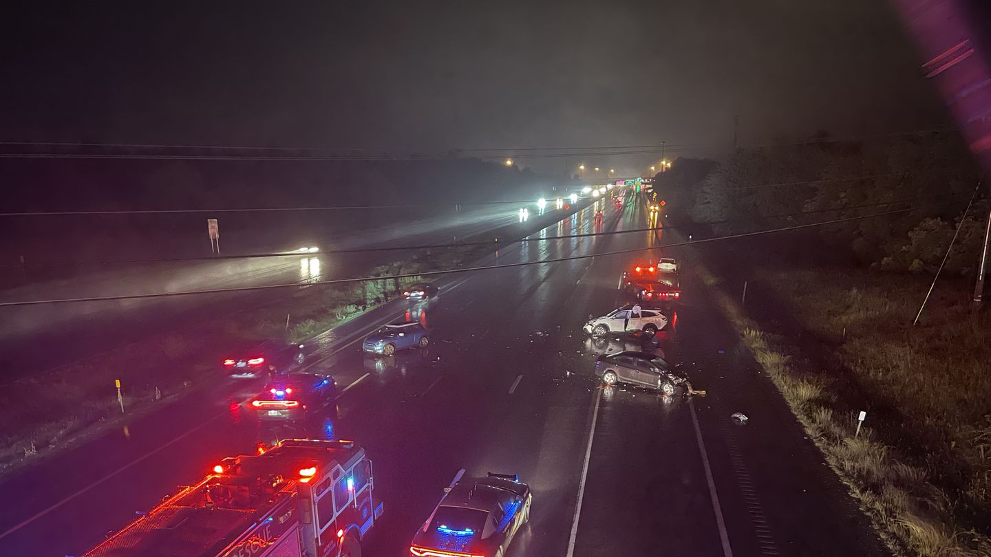 Multiple lanes on Interstate 95 south were closed after a crash involving four vehicles, officials said.