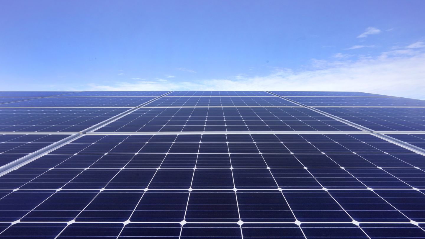 Solar panels face the sky on Jan. 26, 2021, in Burrillville, R.I.