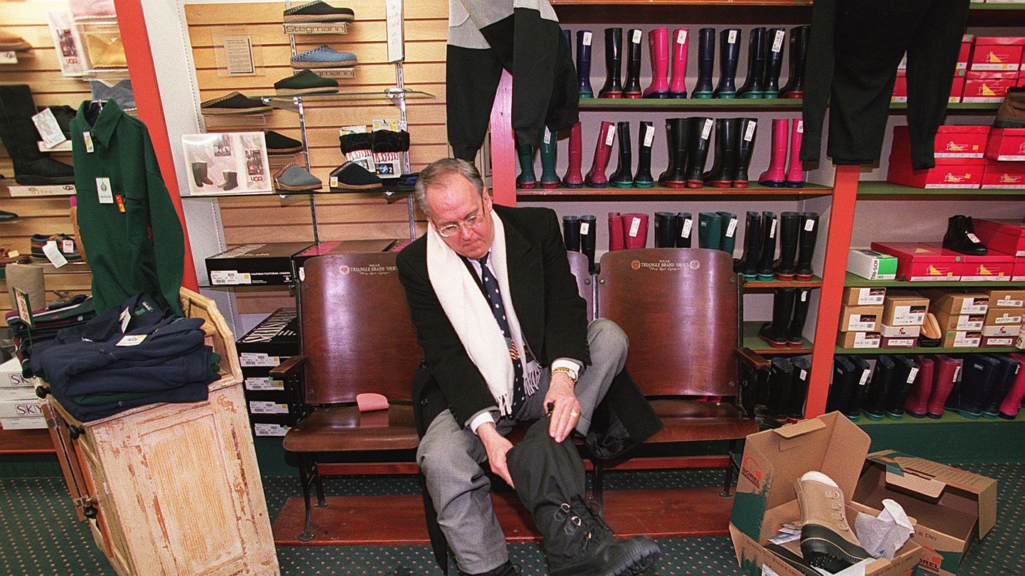 Morry Taylor shopped for footwear in Plymouth, N.H., on Jan. 16, 1996.